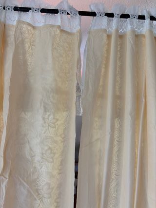 Cortinas de baño encaje beige y blanco