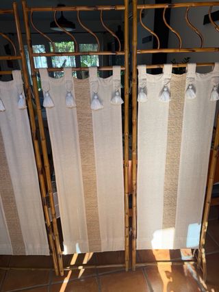 Biombo de bambú y lino 3 paneles