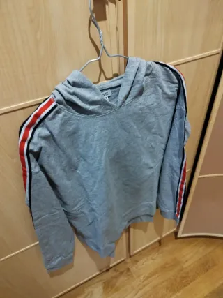 Sudadera gris con capucha para niña o niño T. 10-1