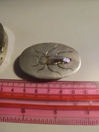 Lote 2 pastilleros alpaca incrustaciones concha