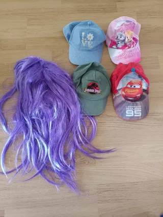 Gorras Disney y Peluca Morada