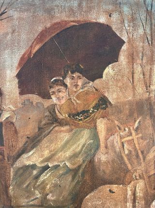 Óleo costumbrista S. XIX de inspiración goyesca