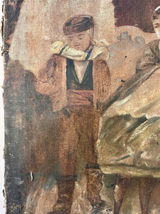 Óleo costumbrista S. XIX de inspiración goyesca