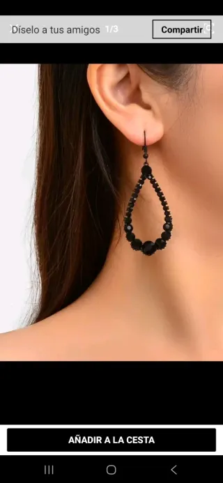 Pendientes lágrima negros con diamantes