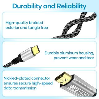 Cable HDMI a USB C 3 Metros, Cable USB C a HDMI 4K