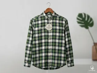 Camisa de franela cuadros verde S