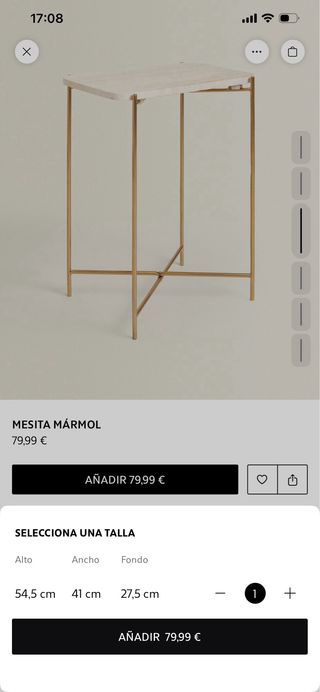 Mesita auxiliar mármol y metal Zara Home