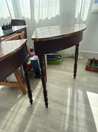 Mueble rinconera madera y mármol, dos unidades