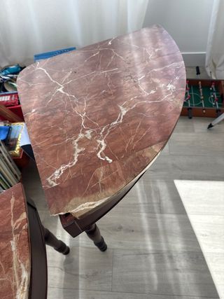 Mueble rinconera madera y mármol, dos unidades