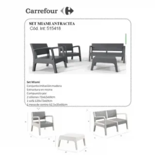 Conjunto Jardín Miami 4 Plazas Resina