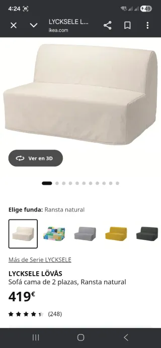Sofá cama Ikea LYCKSELE beige