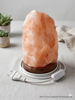 Lámpara Sal Himalaya Rosa Madera