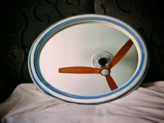 Espejo Ovalado Cerámica Azul y Blanco