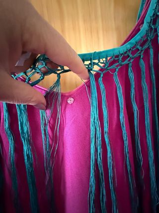 Traje de Flamenca Rosa y Turquesa