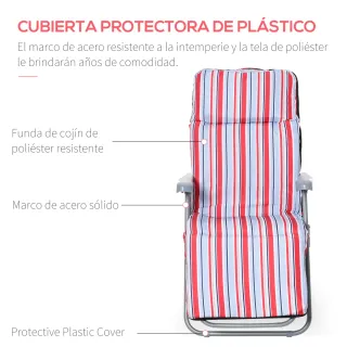 2 Tumbonas Acero con Cojín Rayas