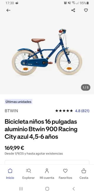 Bici 16 Aluminio (4-6 años)