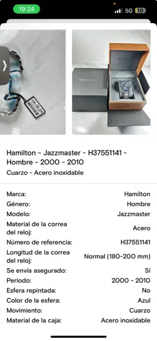 Reloj Hamilton esfera azul y acero.