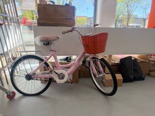Bicicleta Urbana Vintage Rosa con Cesta