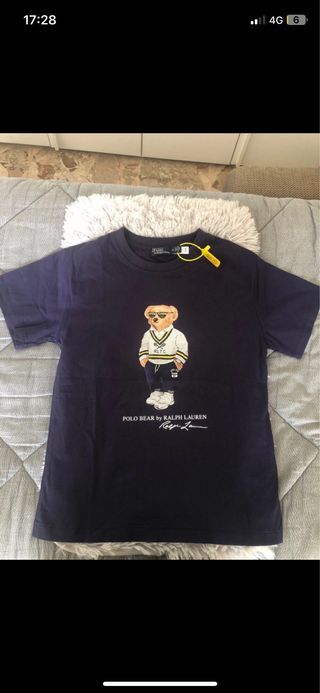 T-shirt Polo Bear Ralph Lauren Blu/Bianco
