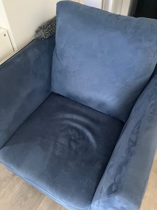 Sofá individual azul de tela x2