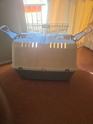 Jaula transporte perros grande beige/gris