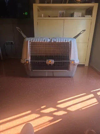 Jaula transporte perros grande beige/gris