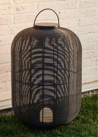 Farol Kave Home Negro Mimbre