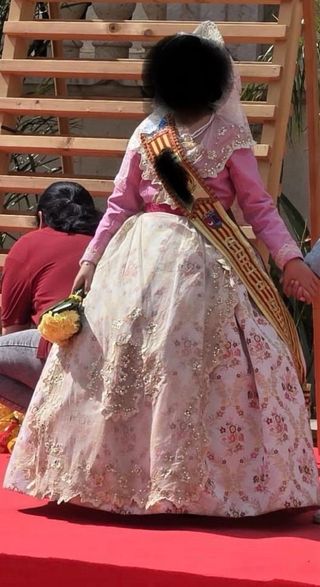 Traje Fallera Niña Rosa y Blanco