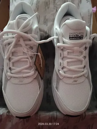 Zapatillas Skechers Go Run Mujer Blancas Plata