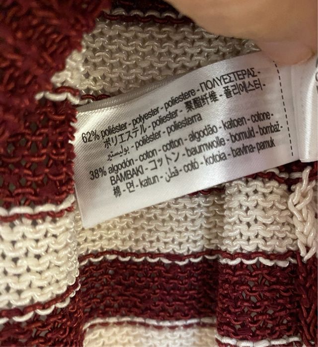 Maglione Zara a righe bordeaux e beige