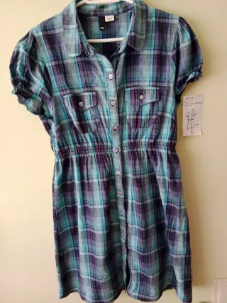 Camisa de cuadros azul y morado Talla L