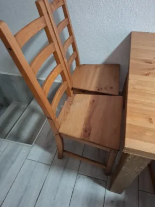Mesa madera maciza y 6 sillas