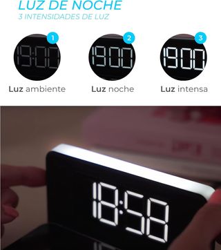 Ksix Reloj Despertador Digital con Cargador Inalám