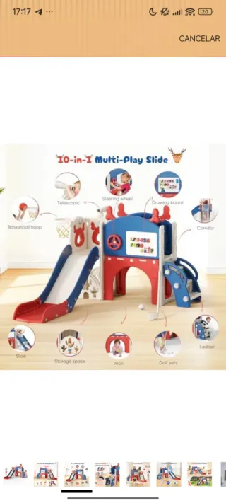 Parque infantil con tobogán y canasta Nuevo