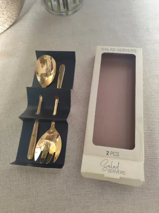 Cubierto servir ensalada dorados: 2 Piezas