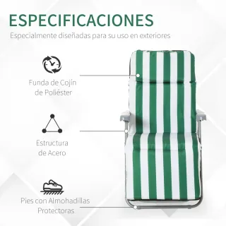 2 Tumbonas Jardín Acero Cojín