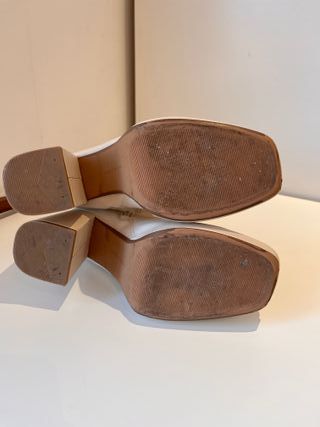 Botines Beige/crema plataforma y tacón