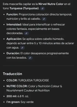 Mascarilla Nirvel Color Turquesa 200ml