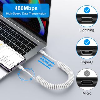 Cable espiral carga rápida iPhone Carplay