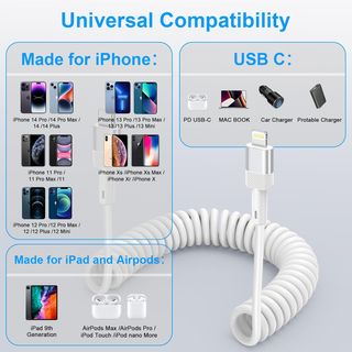 Cable espiral carga rápida iPhone Carplay