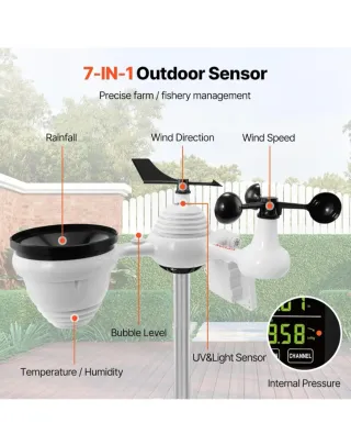 VEVOR Estación Meteorológica 7 en 1 Inalámbrica
