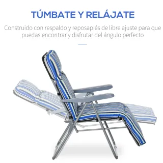 2 Tumbonas Jardín Acero Acolchado