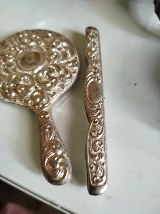 Juego espejo y peine de plata antiguo