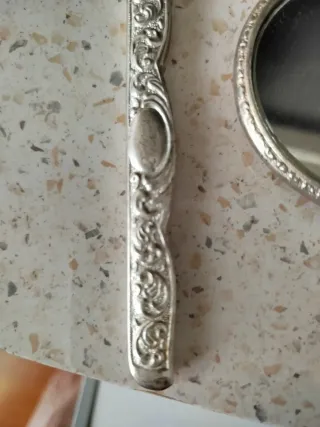 Juego espejo y peine de plata antiguo