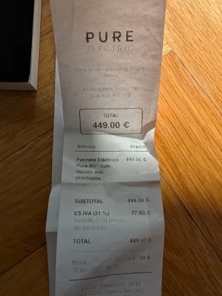 Patinete Eléctrico PURE Air 500W