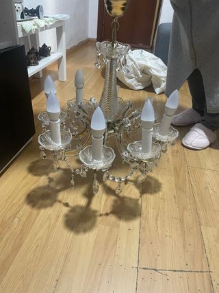 Lámpara de techo antigua cristal y metal