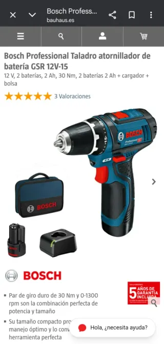 Taladro percutor Bosch GSR 12V-15 Profesional