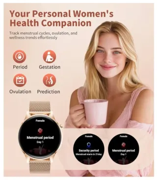 Reloj Inteligente1.32"AMOLED 2correas Rosa yDorada
