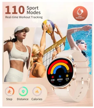 Reloj Inteligente1.32"AMOLED 2correas Rosa yDorada