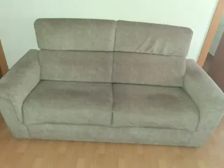 Sofá de 3 plazas en tela beige/gris